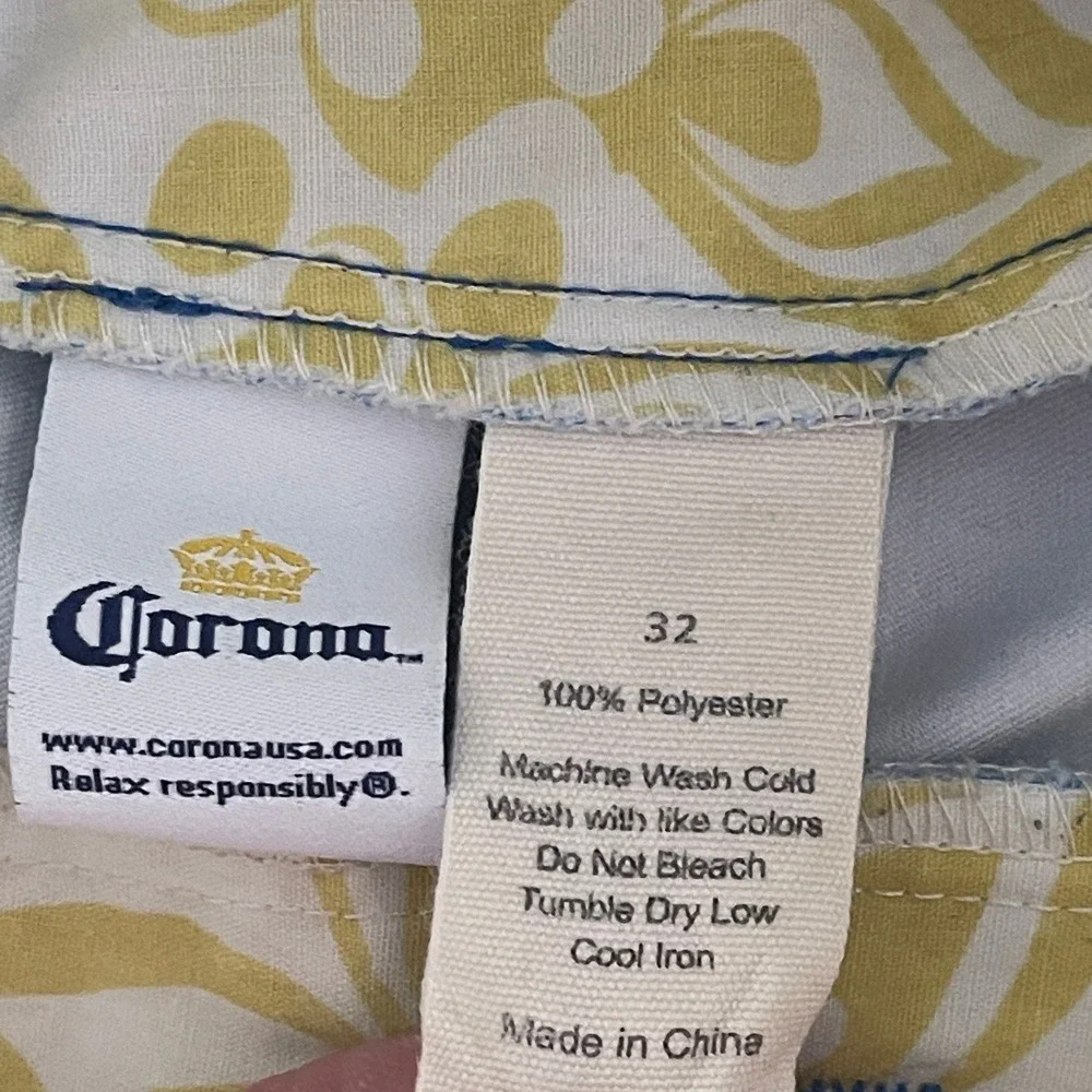 Corona‎ Mens Beach Life Palm Tree Logo Board Shorts Blue Yellow Size 32